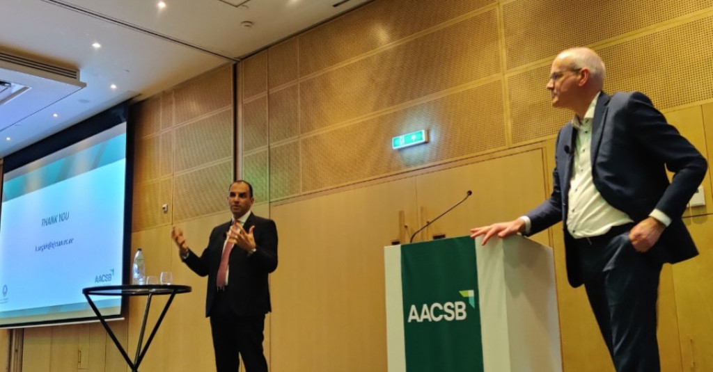 Chancellor Highlights Ajman University’s Social Impact at AACSB EMEA Conference in Amsterdam