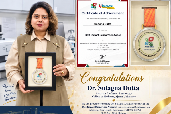 Dr. Sulagna Dutta Receives Best Impact Researcher Award at ICASD 2026