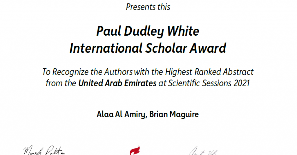 Mrs. Alaa Al Amiry Selected as a “2021 Dudley White International Scholar”