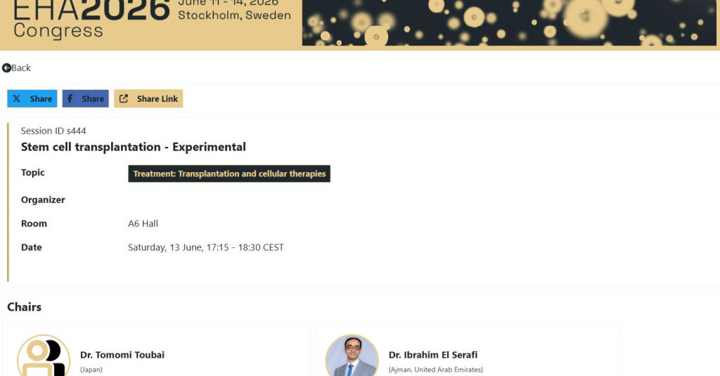 Dr. Ibrahim El-Serafi Represents Ajman University as Chair in EHA 2026