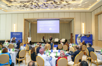 Vice Chancellor for Academic Affairs Shares AU Success Story with Coursera During a Fireside Chat Event in Dubai