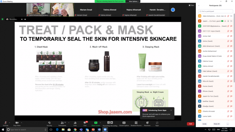 Virtual Beauty Skincare workshop 2021-2022