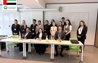 كلية القانون بجامعة عجمان تشارك في مسابقة المحكمة الجنائية الدولية الصورية بجامعة لايدن