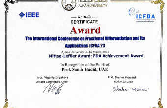 Dr. Samir Hadid wins the Mangus Gosta-Mittag-Leffler Award