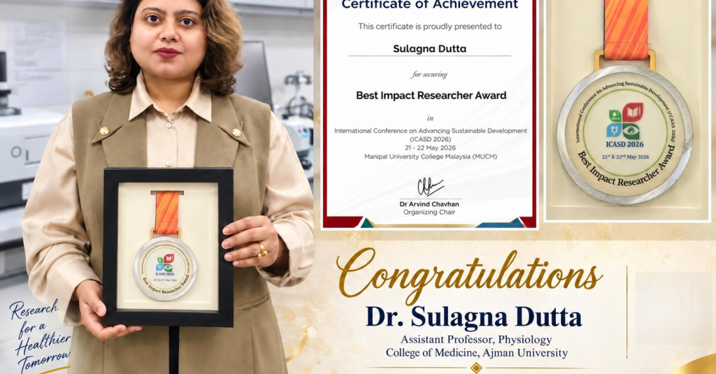 Dr. Sulagna Dutta Receives Best Impact Researcher Award at ICASD 2026