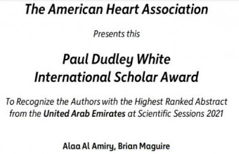Ajman University Lecturer Receives International Scholar Award from American Heart Association