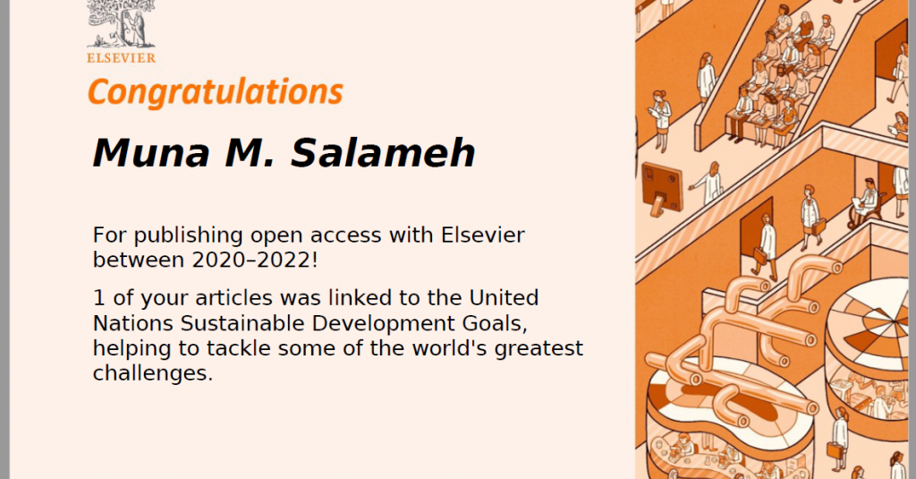 Dr. Muna Salameh Earns Elsevier Recognition for Impactful Research