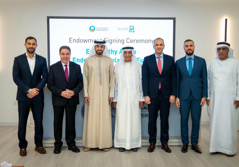 In the Presence of Sheikh Rashid bin Humaid Al Nuaimi, Ajman University Expands the Mohammed Hussein Alshaali and Fathy Afana Endowment Scholarship Funds